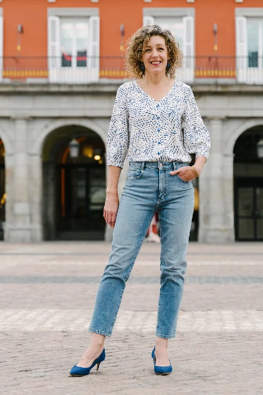 Liesl + Co Geneva V-neck Blouse Traditional Women's 