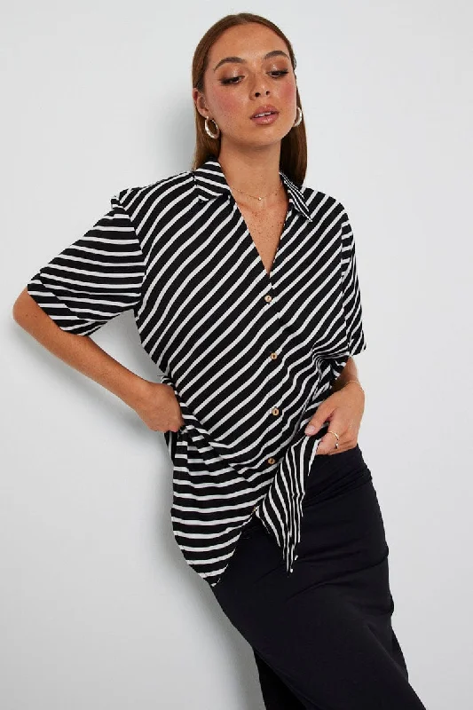Black Stripe Shirt Short Sleeve Adventure