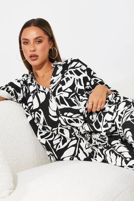 Black Abstract Shirt Short Sleeve Streetwear Style for 