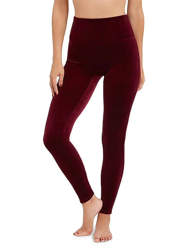 Womens Velvet Flat Front Leggings