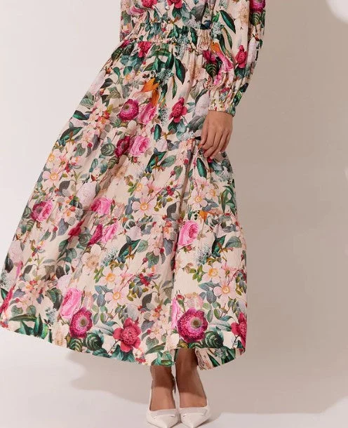 Morgan linen floral skirt