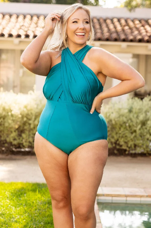 Sandy Beach Swimsuit, Teal