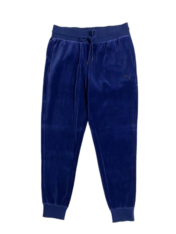 Women's Velour Drawstring Jogger Pants In Blue