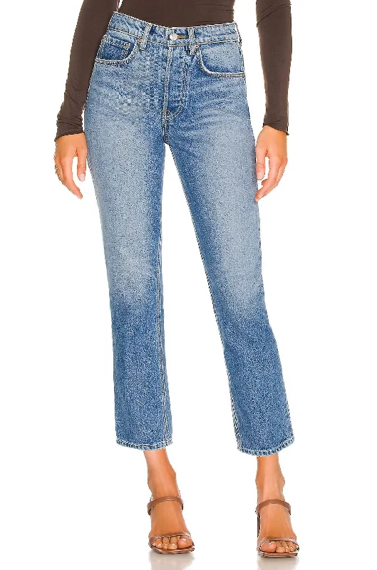 Karolina High Rise Straight Crop Jeans In Long Island