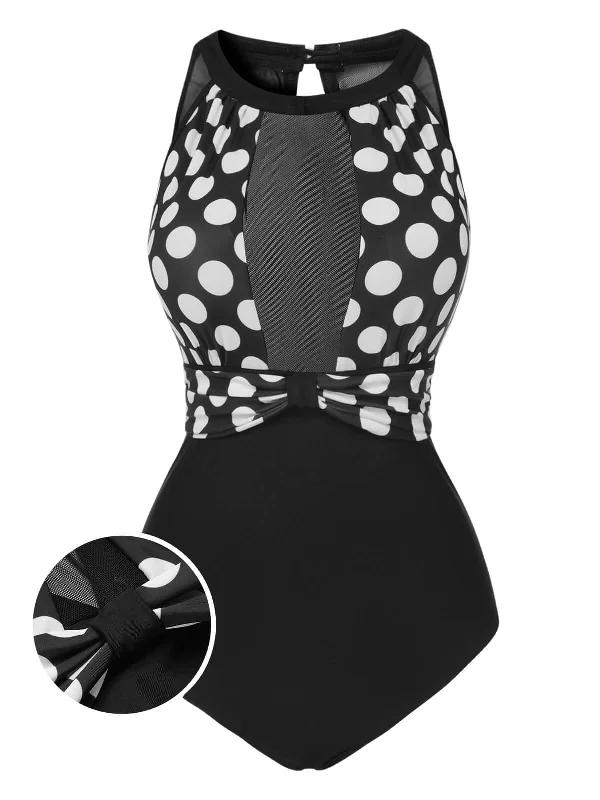 Black 1950s Polka Dot Swimsuit