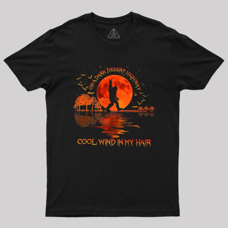 Bigfoot On A Dark Desert Highway T-Shirt Dapper Women's 1920S