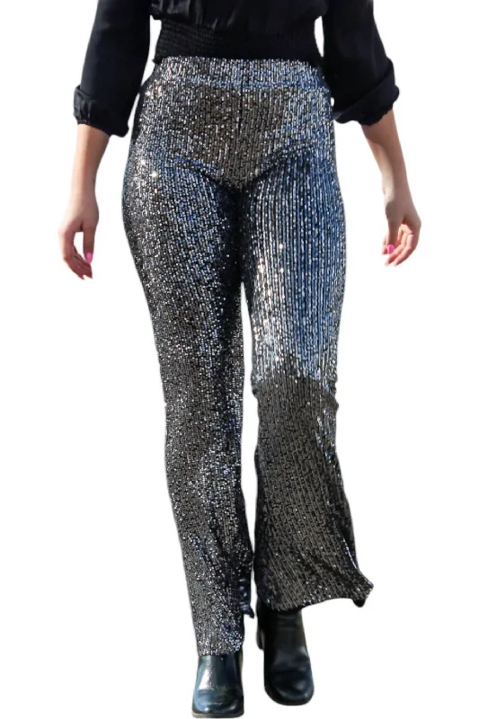 Seminole Sequin Pants In Black/silver