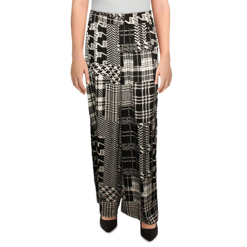 Womens Aztec Print Gathered Waistline Palazzo Pants