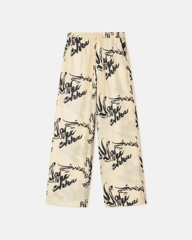 Jarine - Printed Twill Silk Pants - Calligraphy Creme