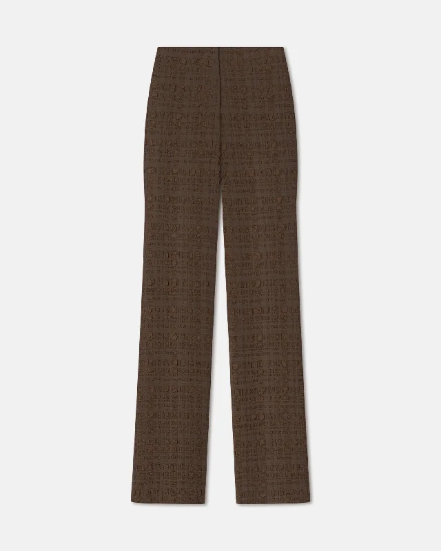 Juna - Seersucker Pants - Dark Brown