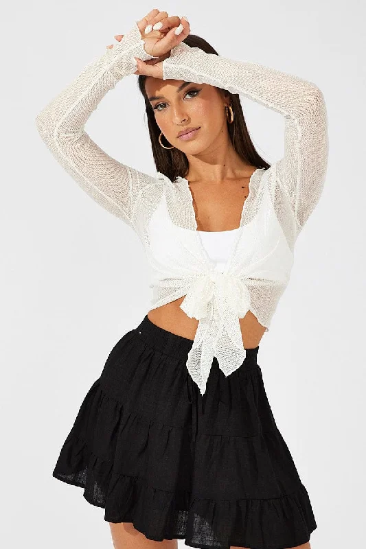White Bolero Long Sleeve V Neck Edgy Women's Punk