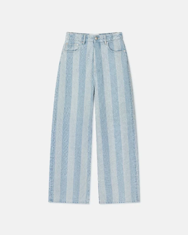 Josine - Striped Wide-Leg Jeans - Eco Light Wash