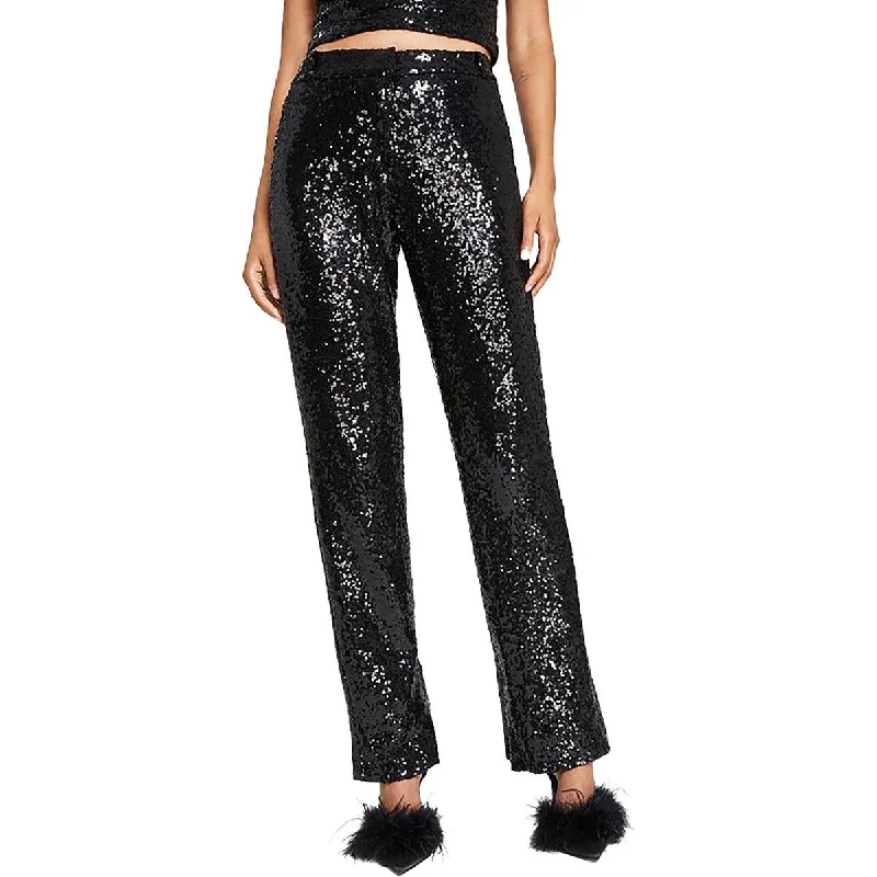 Juniors Womens Sequined Party Trouser Pants