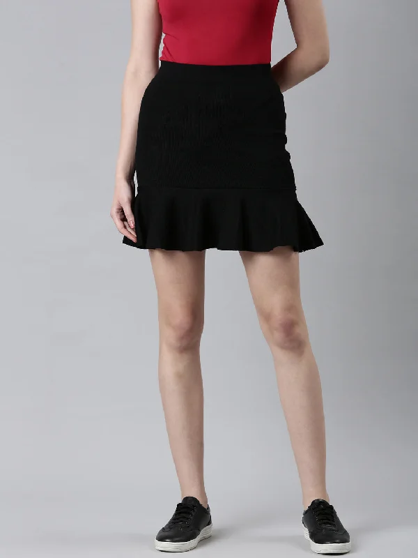 Women Black Solid Pencil Skirt