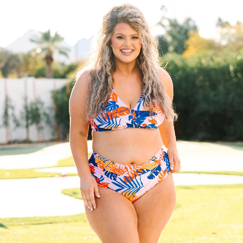 Oceans Of Love Swim Top, Orange Floral