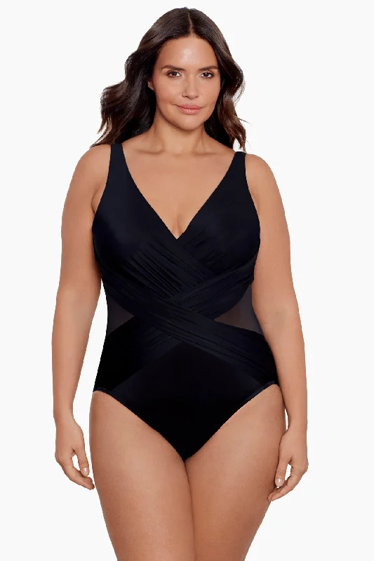 Plus Size Crossover One Piece Swimsuit