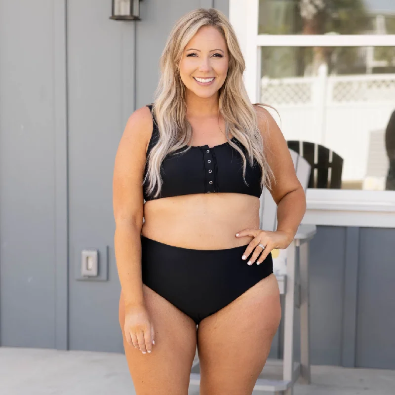 We Are All Just Coasting Swim Top, Black