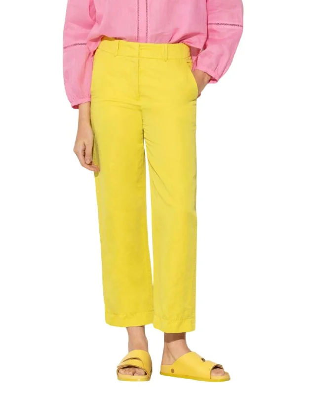 Women's Crop Linen Trouser In Lemon