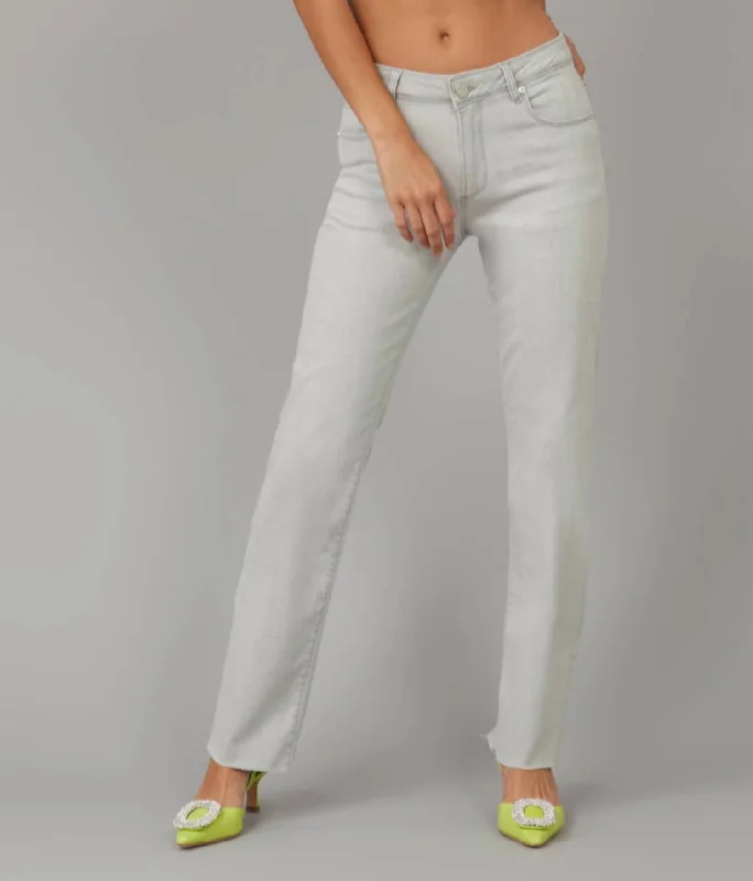 Jasper Mid Rise Straight Jeans In Pale Taupe