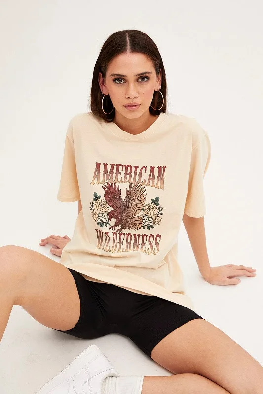White Graphic T-Shirt Short Sleeve Oversized Luxurious Women's High -  end