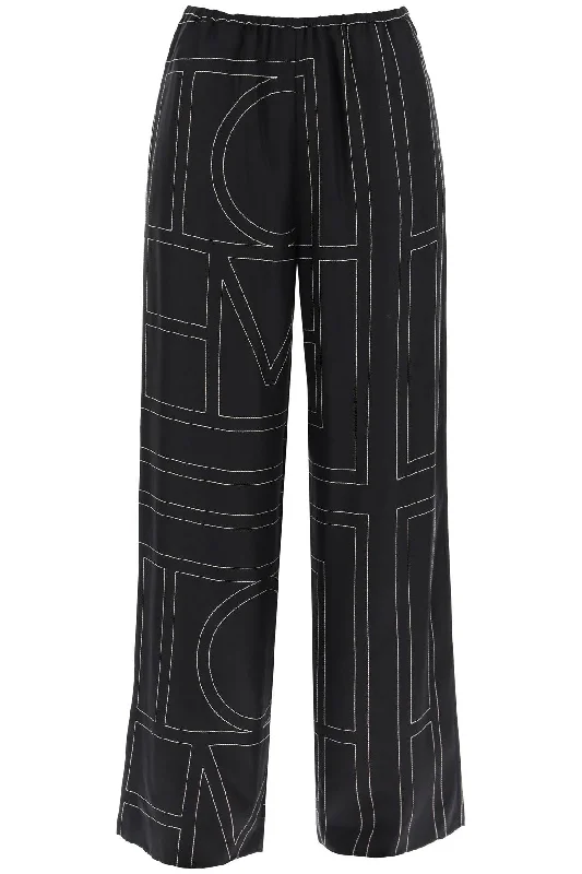 Toteme Women's Monogram Silk Pajama Pants