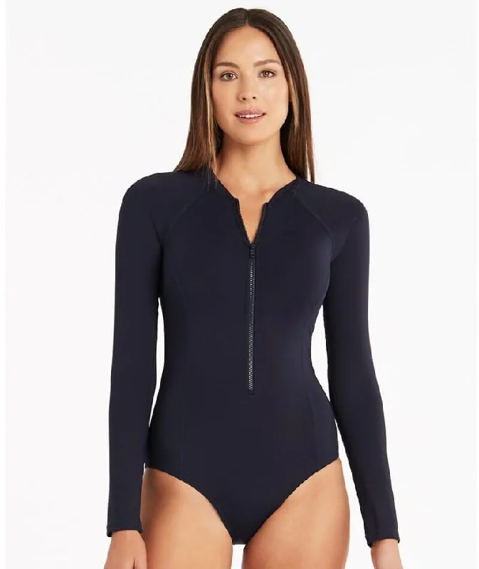 Sea Level Eco Essentials Long Sleeve A-DD Cup One Piece Swimsuit - Night Sky