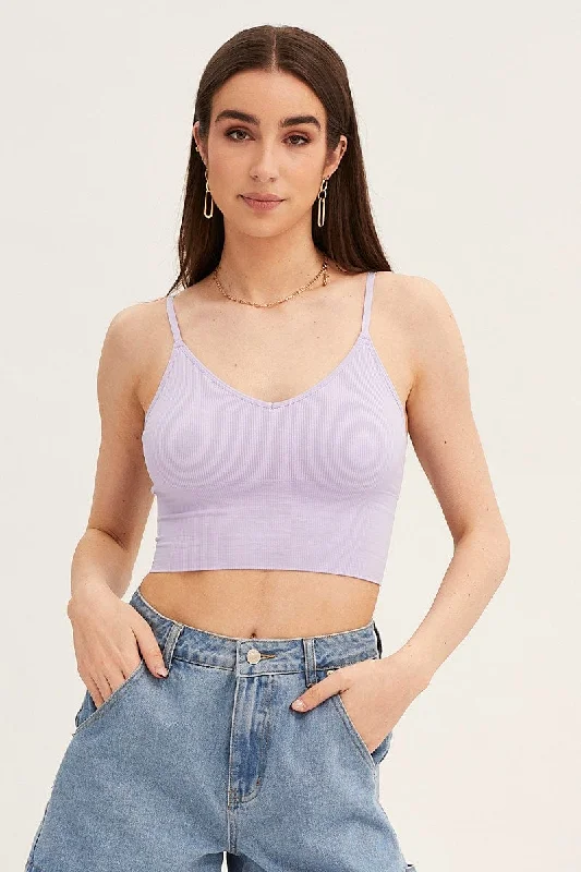 Purple Crop Singlet Top Seamless Cool Women's Skate