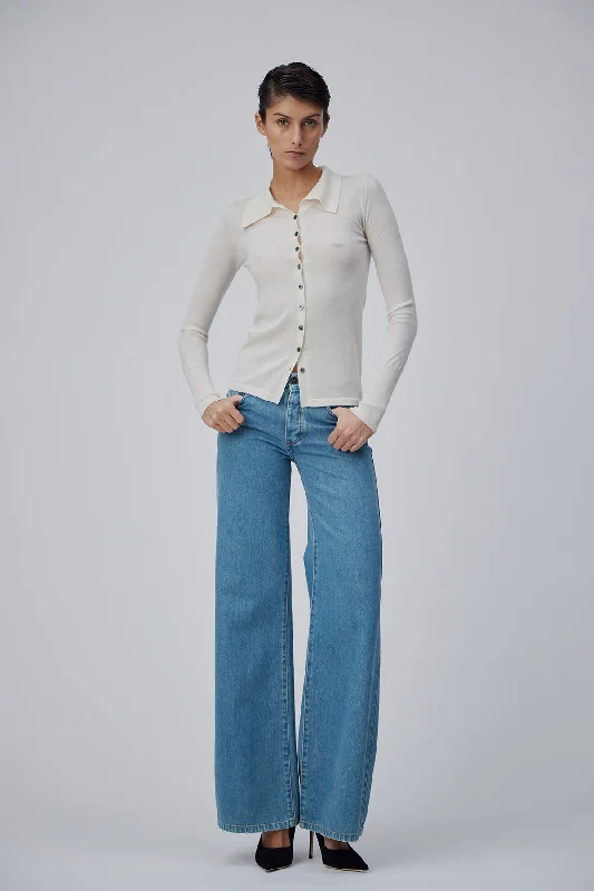 BLUE  VINTAGE HIGH-WAISTED FLARED JEANS