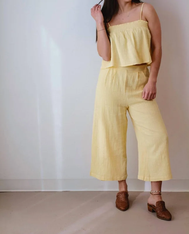 Bird Song Wide Leg Crop Pant In Yellow