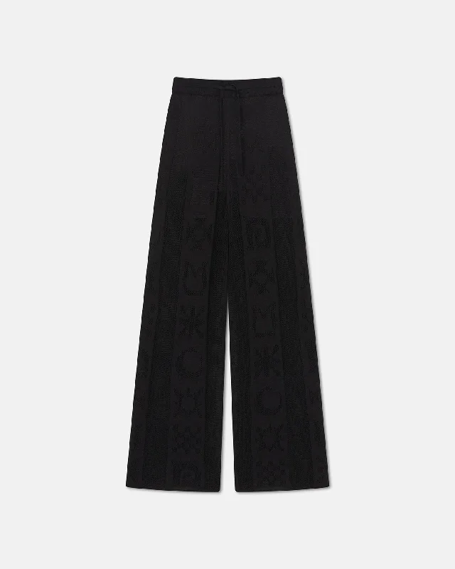 Wardon - Paper Crochet Cropped Wide-Leg Pants - Black