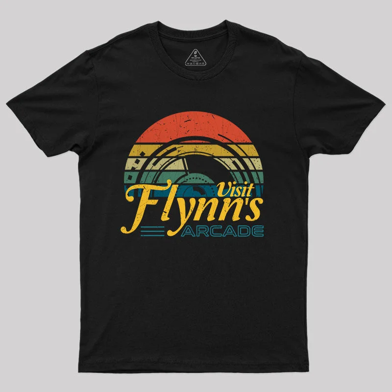 Vintage Sunset Visit Flynn's Arcade T-Shirt Tough Women's Military - inspired