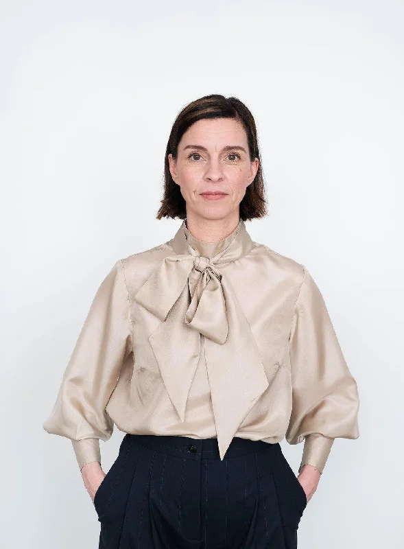 The Assembly Line Tie Bow Blouse Tough Women's Military - inspired