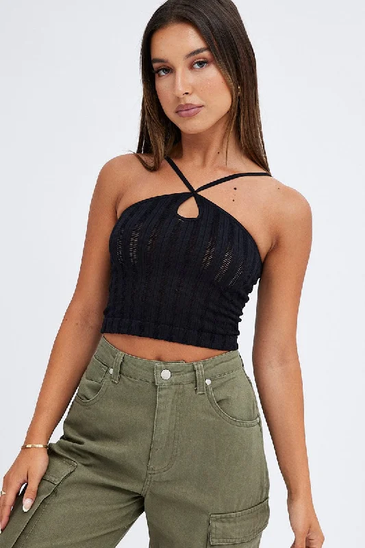 Black Singlet Top Seamless European
