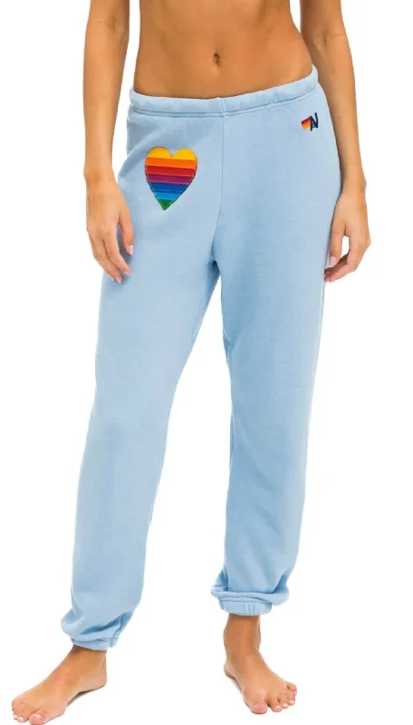 Rainbow Heart Stitch Sweatpants In Ice