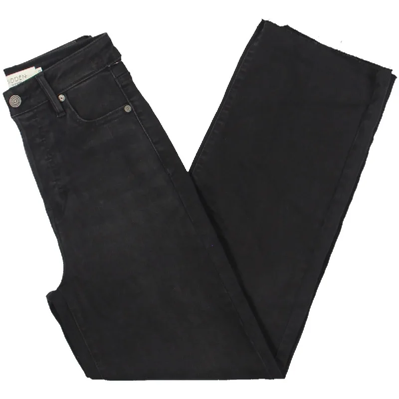 Womens Front Buttons Pockets Wide Leg Jeans