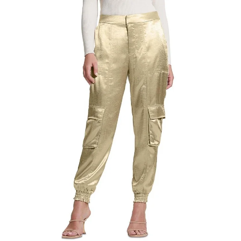 Womens Cargo Shiny Satin Cargo Pants