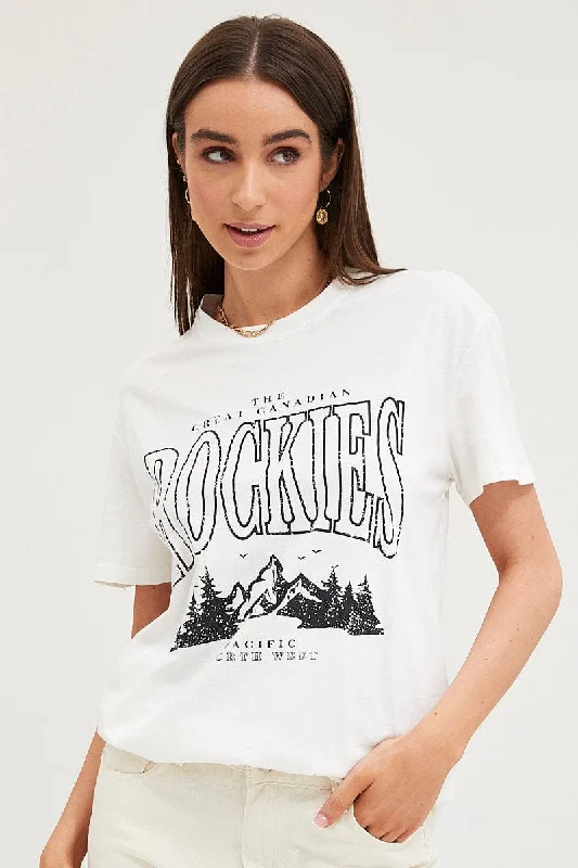 White Graphic T Shirt Short Sleeve Monochromatic All - in - one