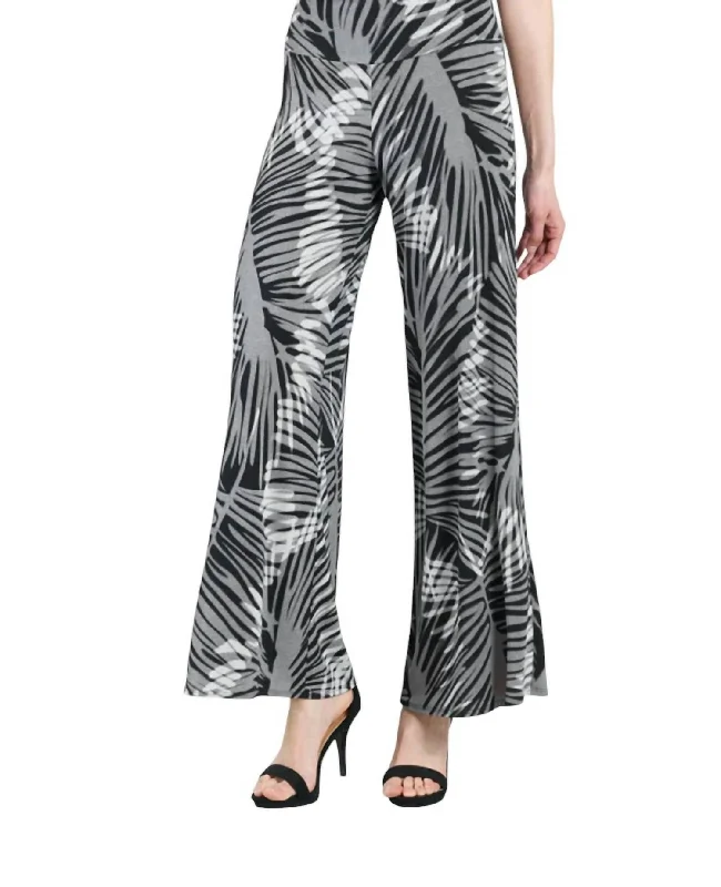 Palm Leaf Palazzo Pant In Black/taupe