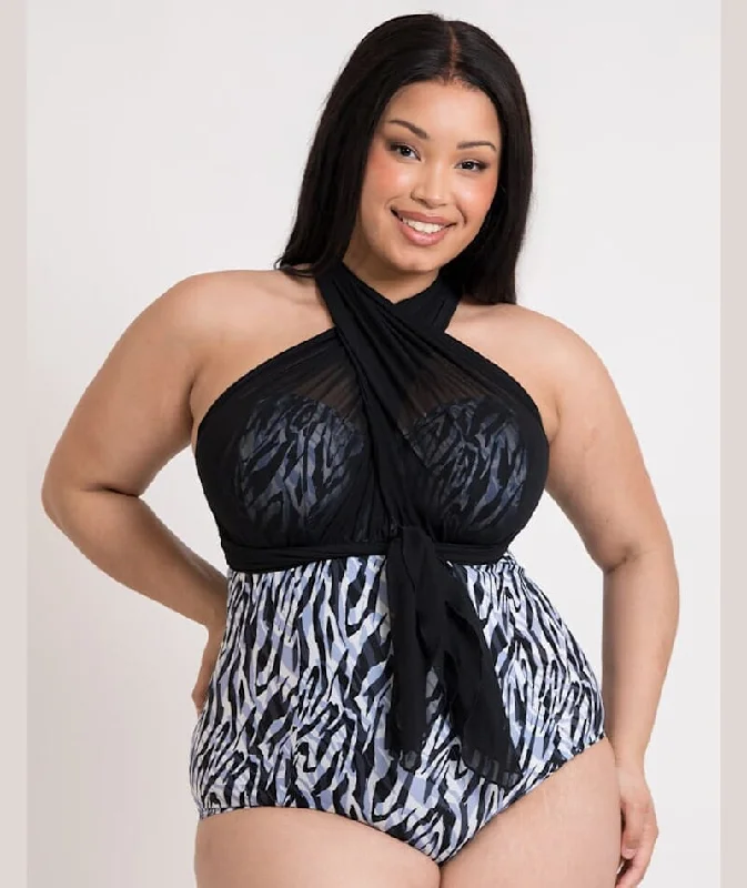 Curvy Kate Wrapsody Bandeau One Piece Swimsuit - Zebra Print