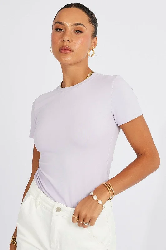 Purple Supersoft Top Short Sleeve Preppy Women's College