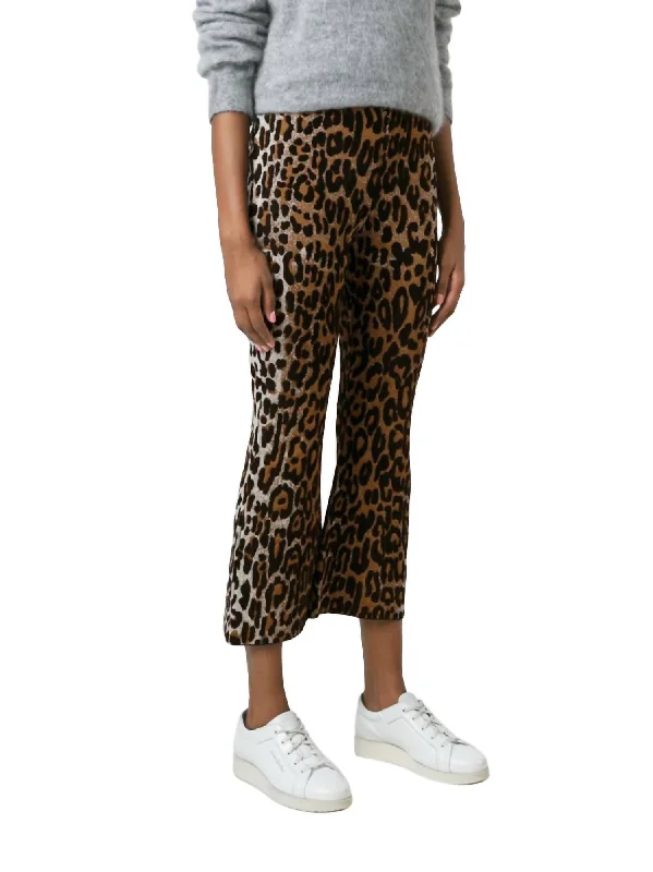 Women Leopard Cropped Flared Pants