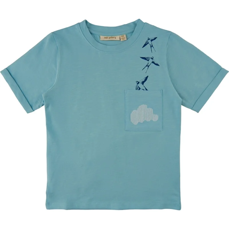 Soft Gallery Sky Blue Cloud Jaden T-shirt Artistic Women's Hand - painted