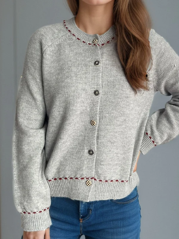 Button Down Long Sleeve Cardigan European