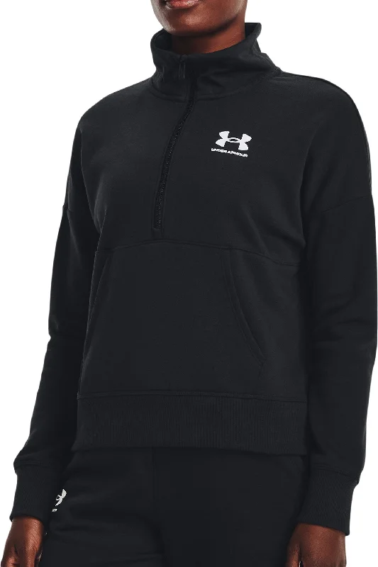 Under Armour Rival Half Zip Womens Fleece Top - Black Unique Women's Upcycled