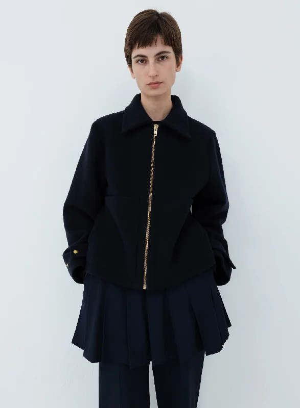 Blouson wool | navy Artistic Women's Hand - painted