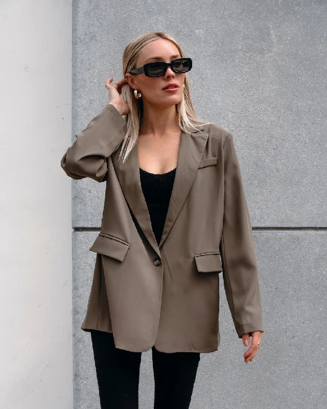 Carolina Single-Breasted Blazer - Olive - FINAL SALE Polished Women's Silk