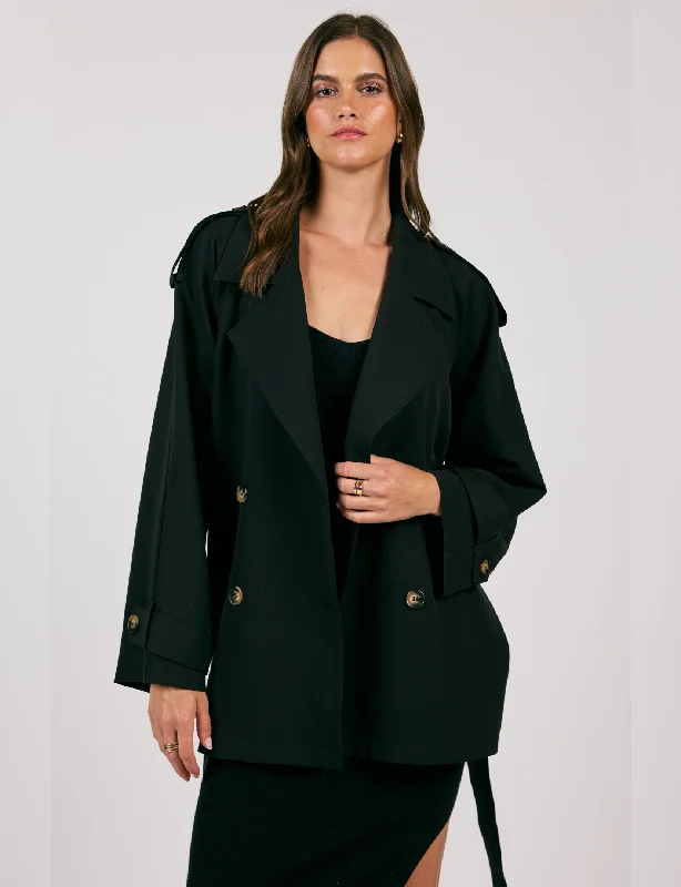 Strive For Trench Jacket, Black Cozy Women's Winter