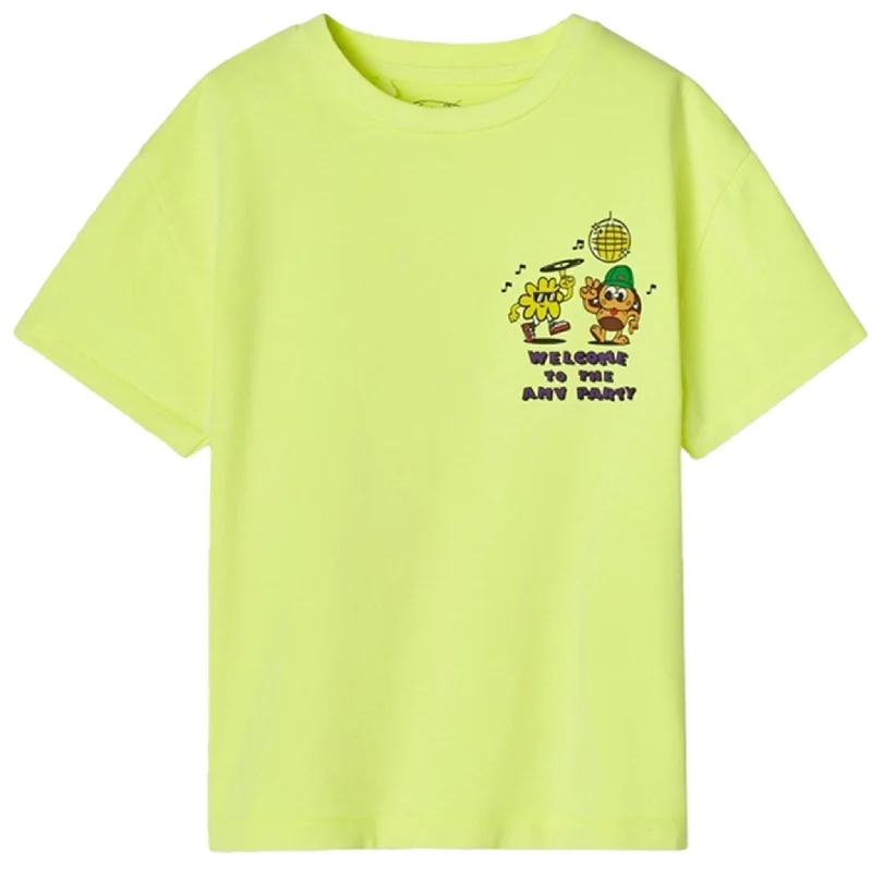 American Vintage T-Shirt Fizvalley Neon Yellow Elegant Women's Formal 