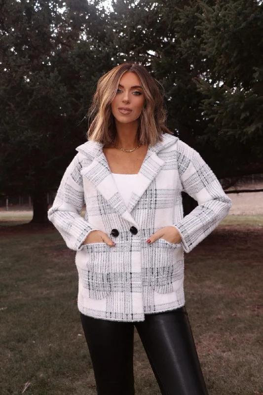 Black and White Plaid Coat - FINAL SALE Bold Women's Animal Print