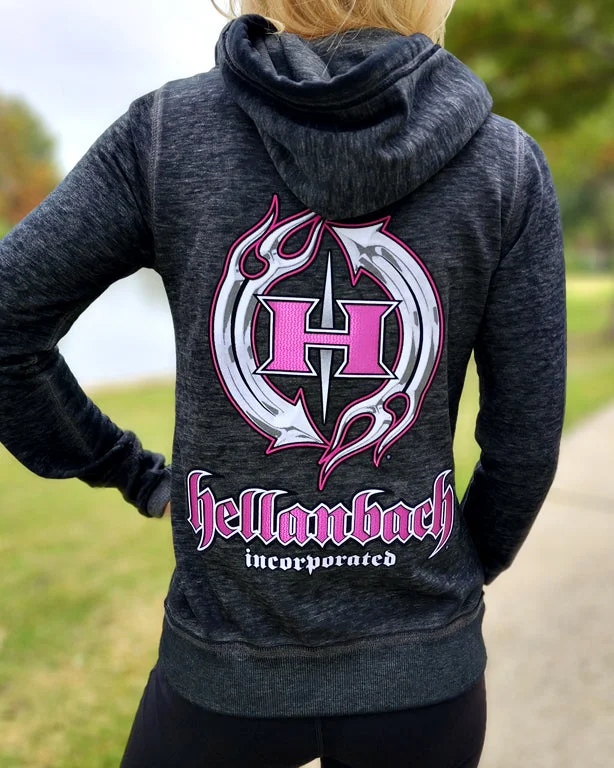 Zen 3D Fuchsia Patch Full-Zip Up Hoodie Practical Women's Quick - dry